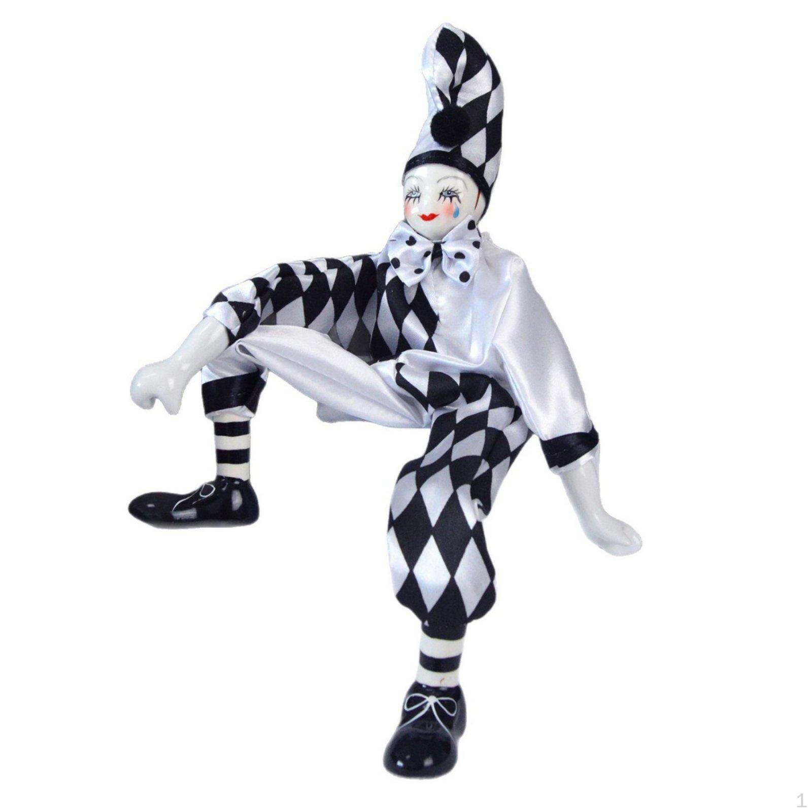 Dangling Leg Clown Doll Poseable Limbs Shelf Sitter Carnival Souvenir