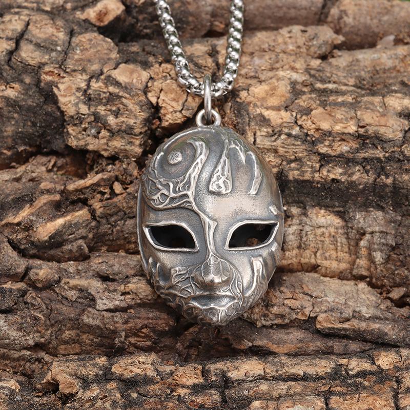 Retro Ethnic Opera Culture Mask Pendant Necklace Suitable for Men and Women Punk Hip-Hop Trend Jewelry Gifts
