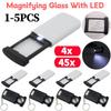 Ausziehbare Lupe Faltbar Tragbar Taschenlupe Handheld 4x Rechteckig mit 1 LED-Licht zum Lesen Schmuck-/Antiquitätenbegutachtung