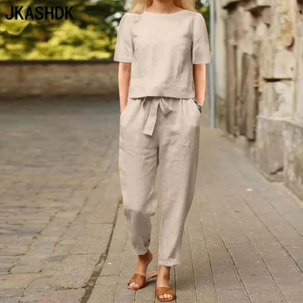 

JKASHDK Жіноча блуза і брюки, літній комплект з двох предметів з брюками XXXXXL бордовий