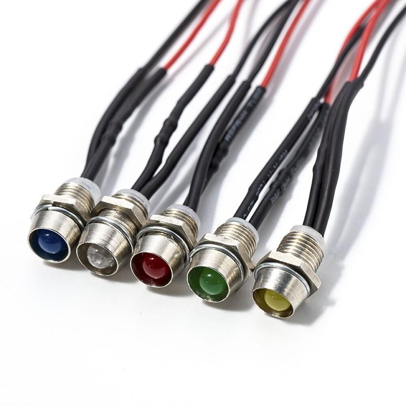 10PCS Car LED Indicator Lights Pilot Dashboard Super Bright Lamp Truck Boat 8mm DC 12V Driving Beam Bulb Exterior Parts