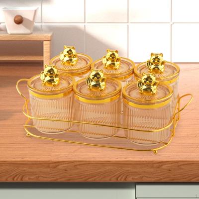 6 Grids Sugar Jars, Food Storage Container,Wedding Decor Divided Nut Multifunctional for