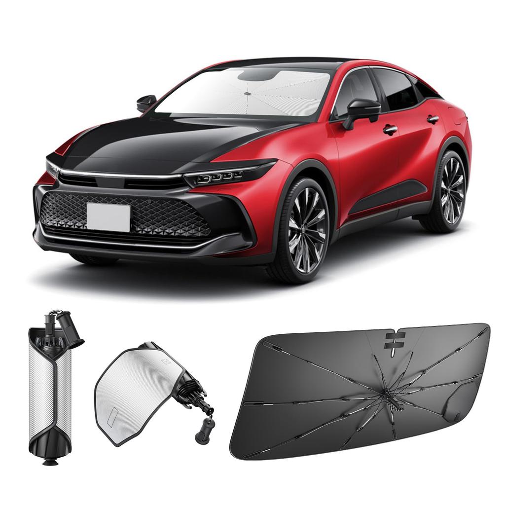 Opening Sunshade for Toyota Crown 16th Generation Carbon Fiber Interior Temperature Suction Cup Cyricon Storage Band Front Heat Wrinkle Umbrella Easy