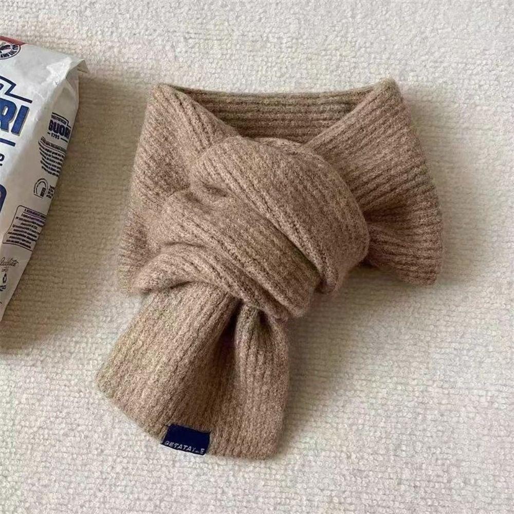 Woolen Cross Scarf Thicken Neck Scarf Neck Guard Shawl Short Neckerchief Women