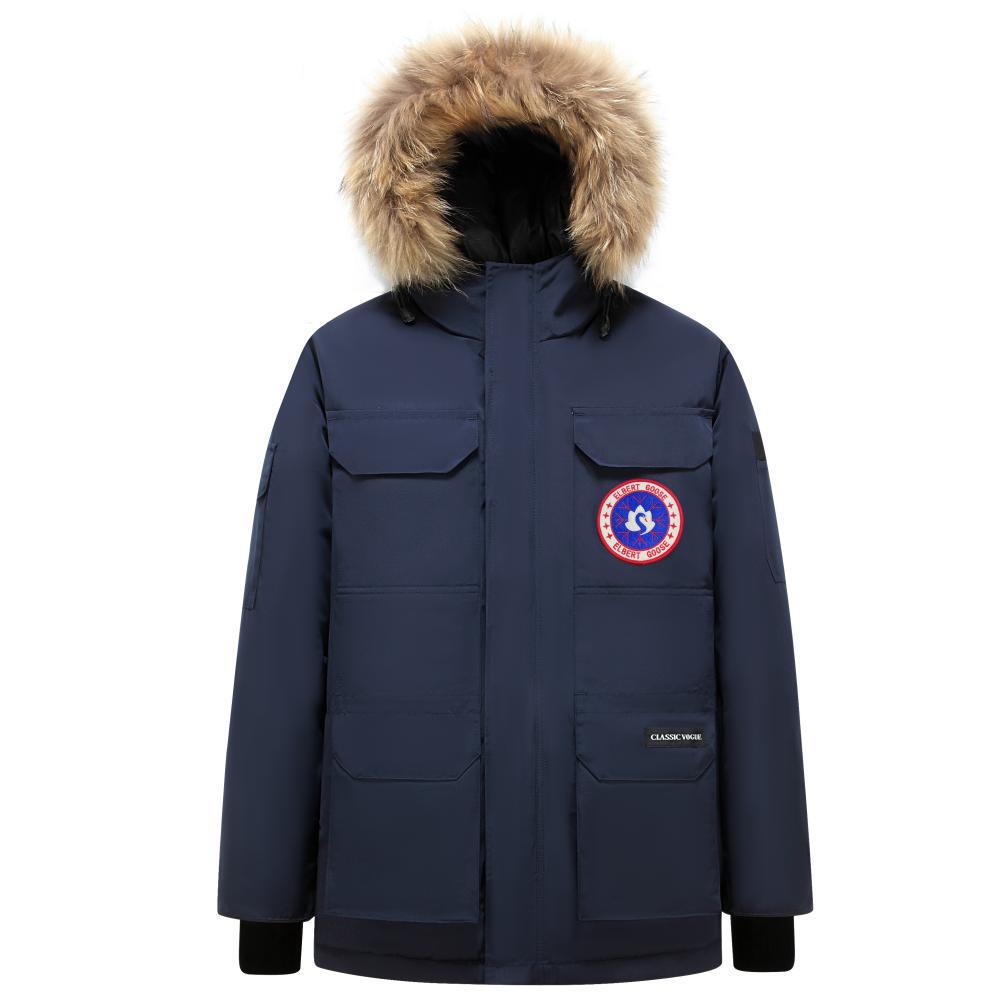 Men's Expedition-Style Goose Down Parka – Winter Windproof with Belt