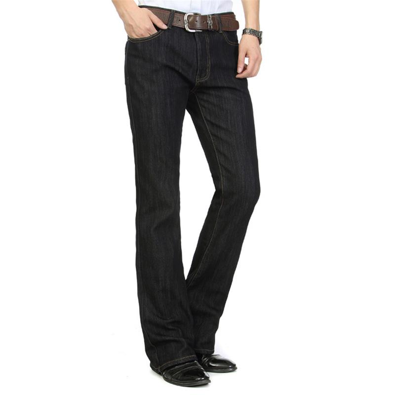 Winter Thickened Men's Flared Jeans Boot Cut Leg Flared Loose Fit High Waist Male Designer Classic Denim Jeans