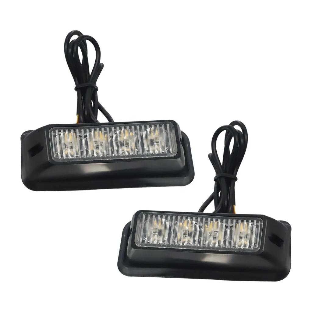LED Car Flash Light Be Seen in Any Situation 2 x 12 24V 4 LED Orange Amber Light Lamp Recovery Flashing Breakdown Strobe Grill