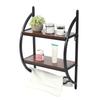 2 Tier Storage Shelf Organizer with Towel Rack Wall Mounted Home Bathroom Accessory