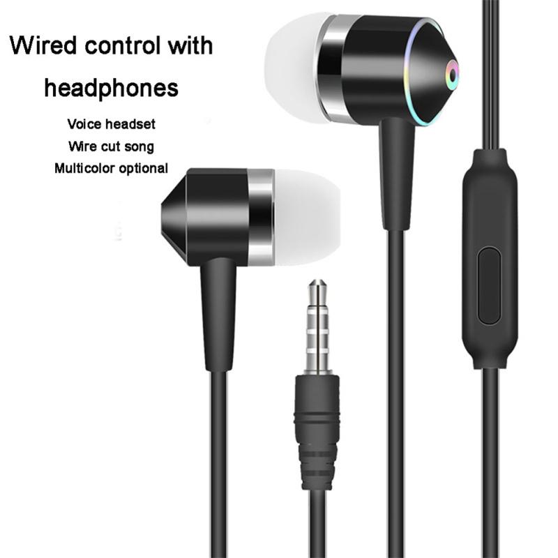 Universal 3.5mm Plug Wired In-ear Earbuds Portable Wire Control Mobile Phone Gaming Headset With