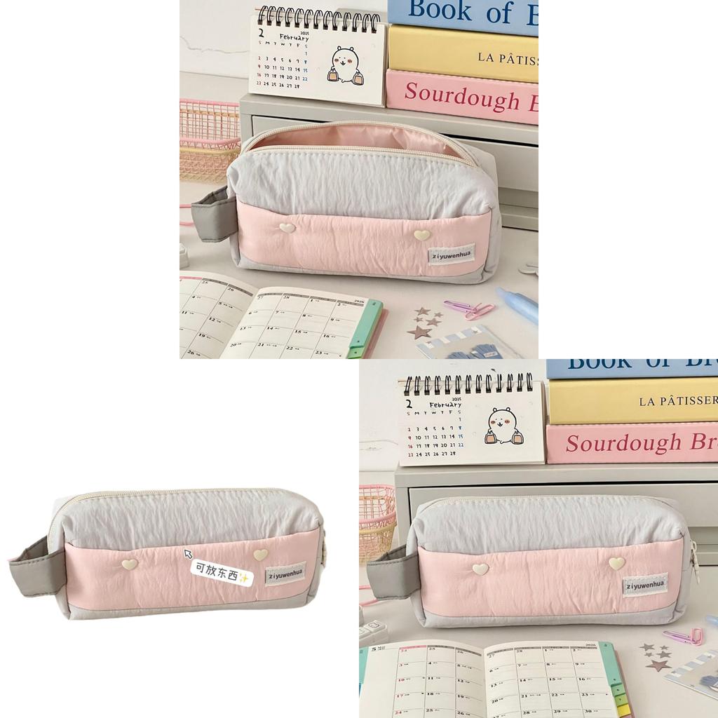 Nylon Girl Student Pencil Case With 3d Strawberry Mousse Design For School Storage