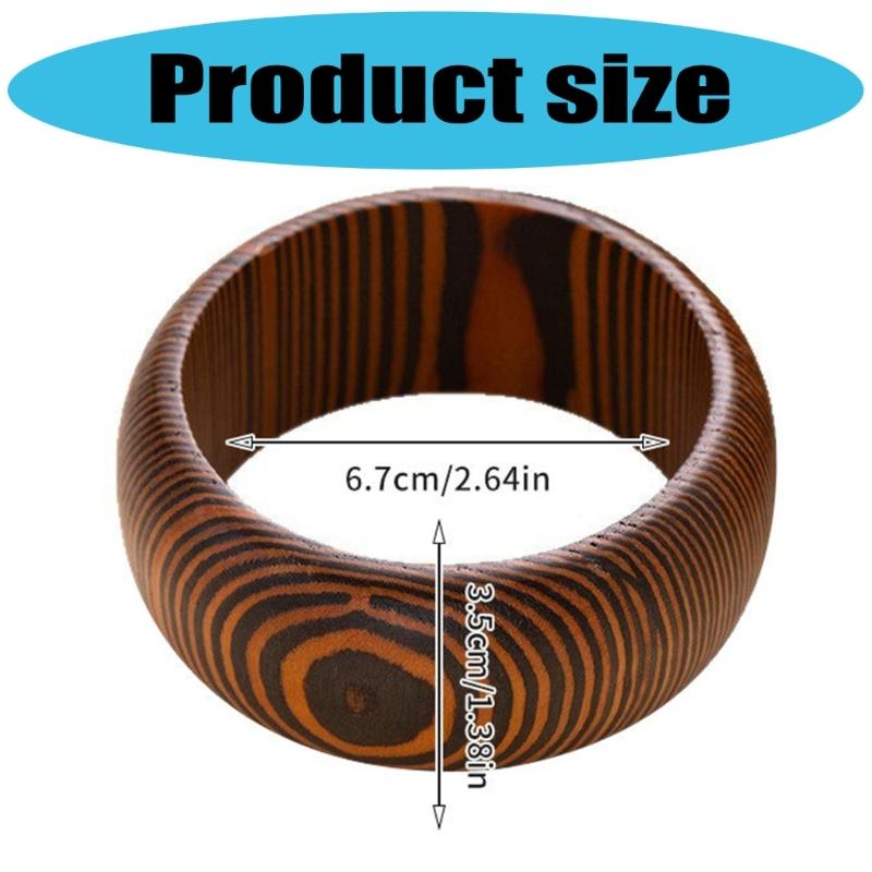 Vintage Ornate Carved Wooden Bangle Bracelet Artistic Wide Cuff For Women Elegant Natural Wood Jewelry Accessory