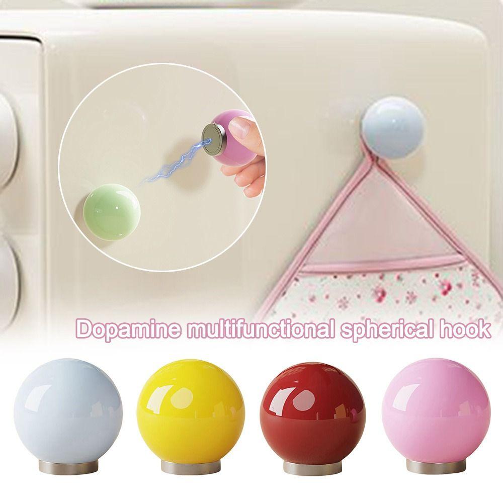 Non Drilling Magnetic Hook Space Saver Load-Bearing Hooks Durable Dopamine Ball Hooks  Bathroom Use