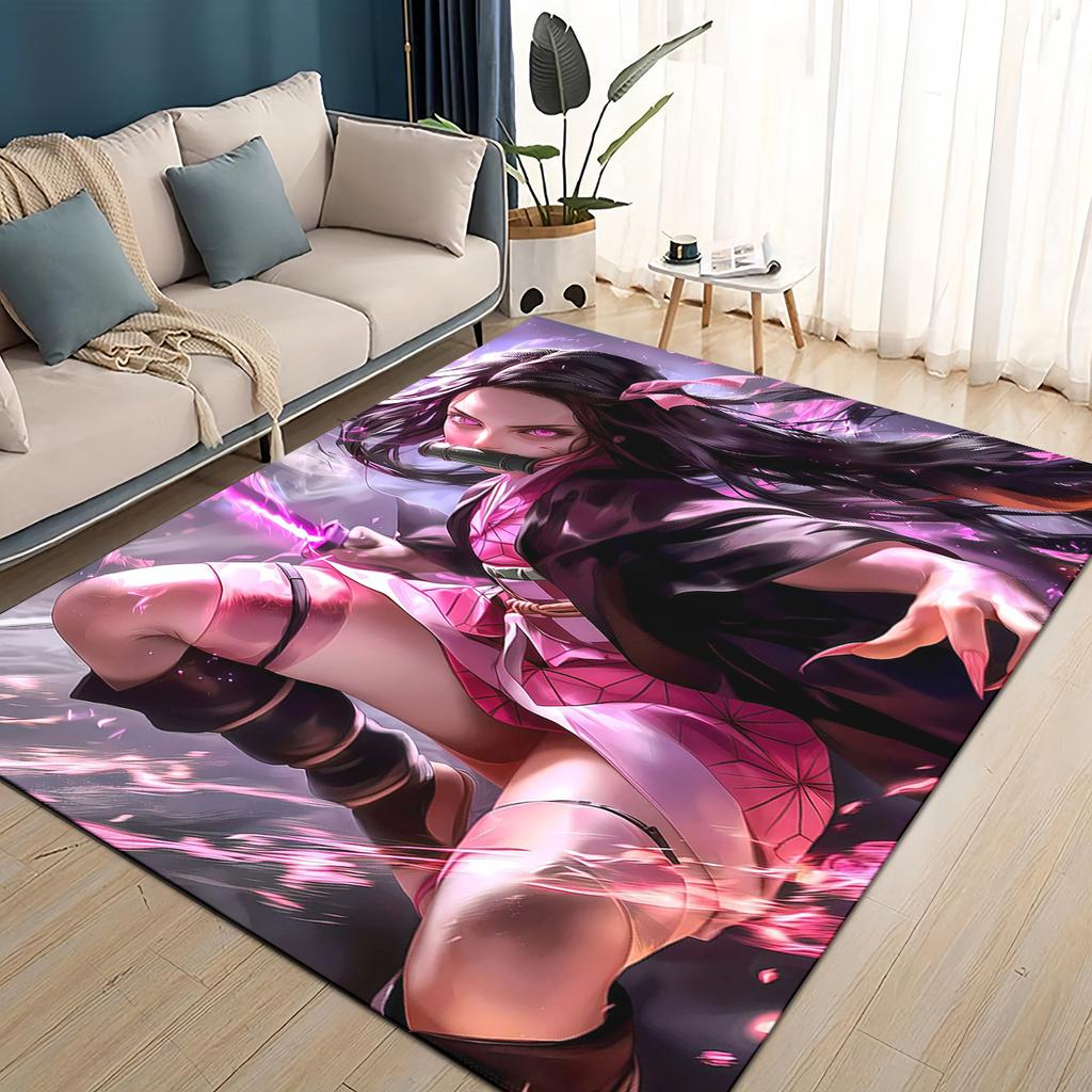 27 Style Demon S-Slayer Cartoon Kamado Nezuko Anime Carpet Rug for Living Room Bedroom Home Sofa Decoration,Non-slip Floor Mat