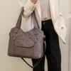 Women'S Elegant Solid Color PU Leather Shoulder Bag With Zipper Closure Polyester Lined Tote Versatile Handbag For Work