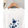 European Size Elegant Butterfly Print Women's Short-Sleeve T-Shirt, Holiday Wear, Vacation Outfit, Graduation Attire, Autumn/Winter New