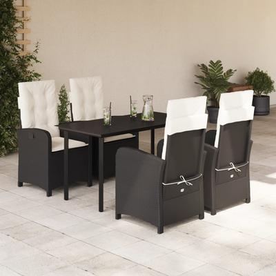 Vidaxl 5-Cz. Garden Furniture Set With Cushions, Black, Poly Rattan