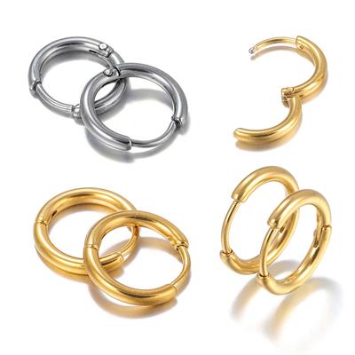 10Pcs/Lot Stainless Steel Circle Hoop Earring Gold Color Round Geometry Earrings Zircon Findings for DIY Earring Zircon Making