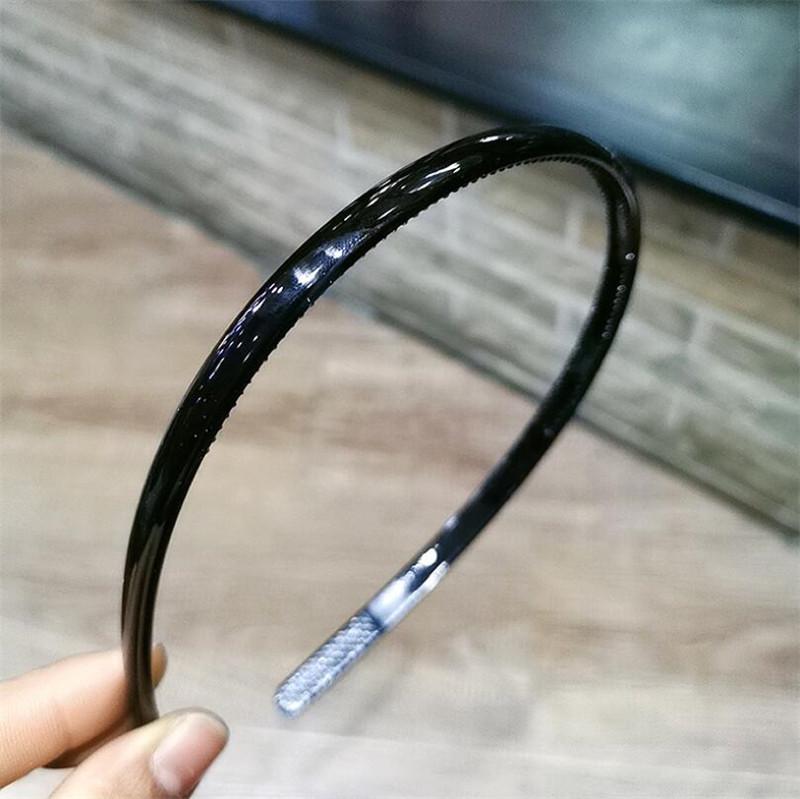 Women Classic Black Brown Plastic Headbands Thin Plain Matt Bright Color Hairbands Non-slip Hair Hoop For Daily Wear