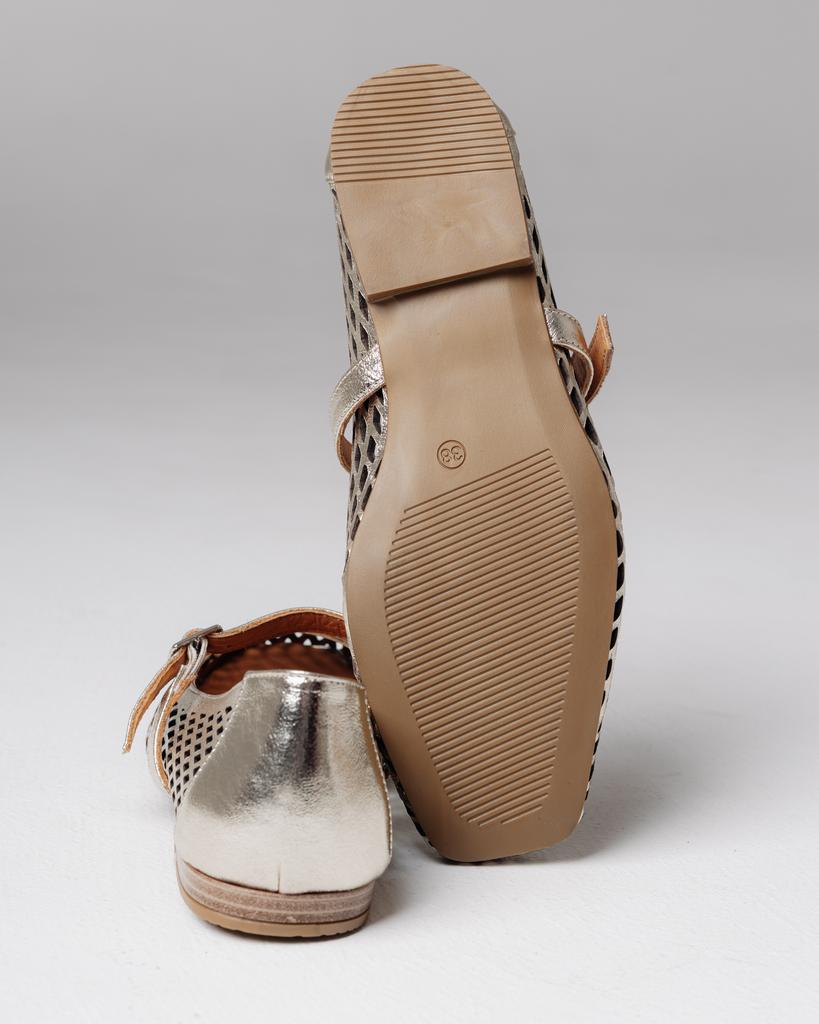 Perforated Ballet Flats Krula 2402855 36 Golden Leather