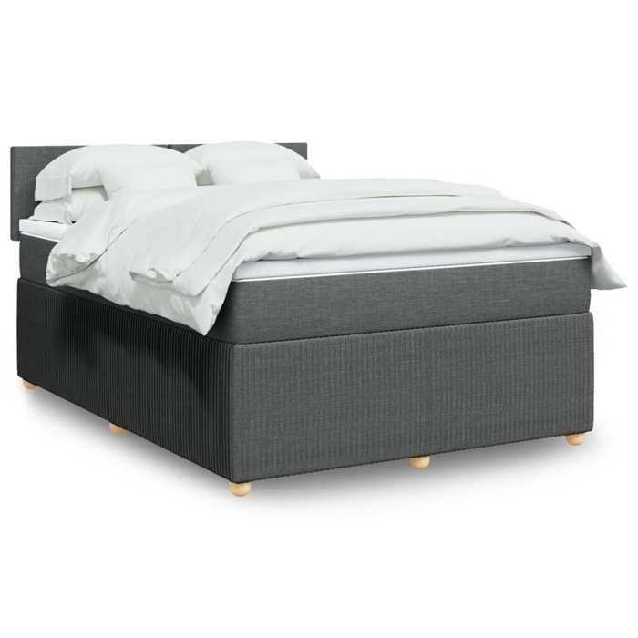 VidaXL Sommier à lattes de lit avec matelas Gris foncé 140x200cm Tissu 3289773