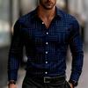 Men's Casual Long-Sleeve Slim Fit Black Geometric Pattern Breathable Versatile Formal Shirt Fashion Outdoor Men's Top