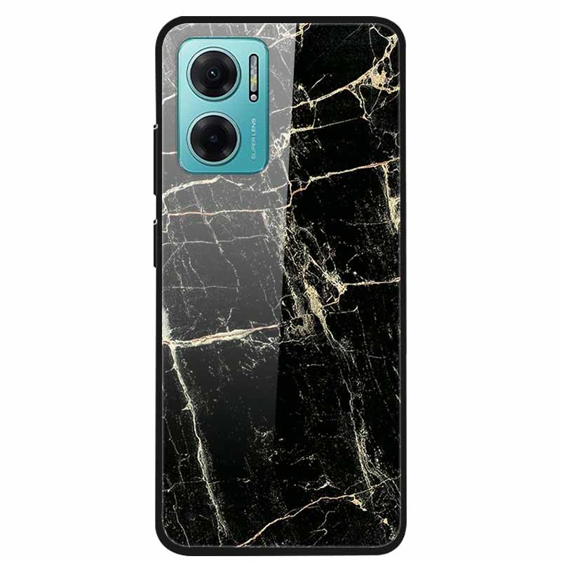 Case For Xiaomi Redmi Note 11E Luxury Tempered Glass Hard Back Cover For Redmi Note 11E Capa Shockproof Flower Funda Wolf Coque
