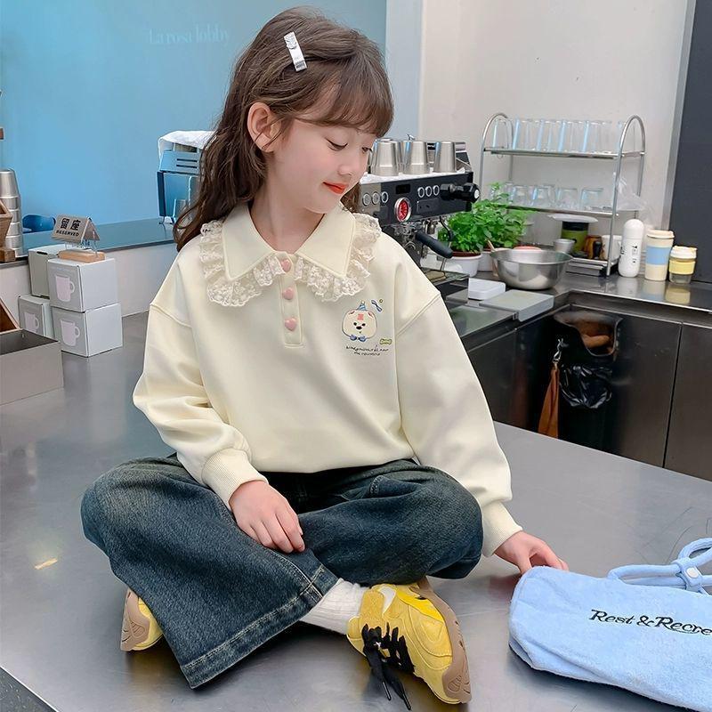 Girls' Cartoon Hooded Sweatshirt - Trendy & Cute Spring/Autumn Clothing for Small to Medium Children