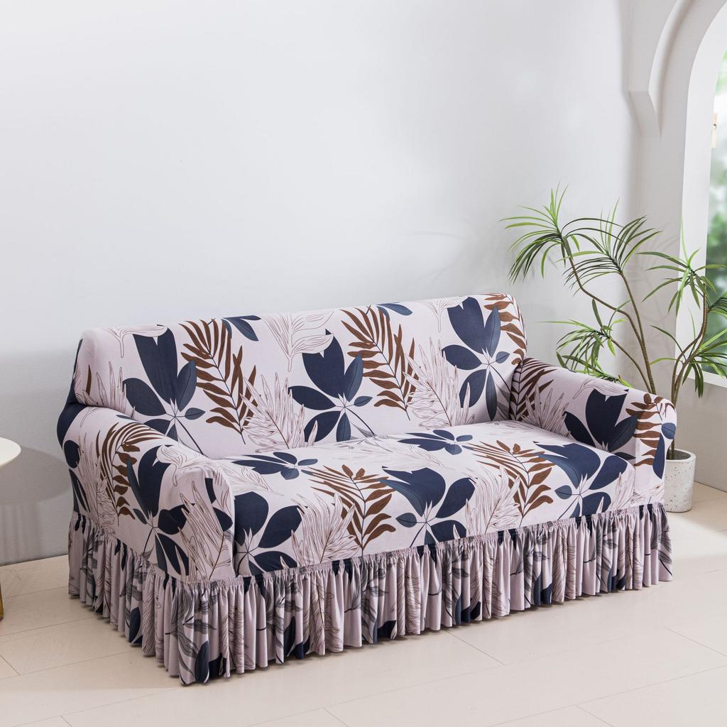 Fashionable Printed Milk Silk Skirt Sofa Cover Elastic and Simple Dust Proof Full Bag Fabric Anti Slip Sofa Cover