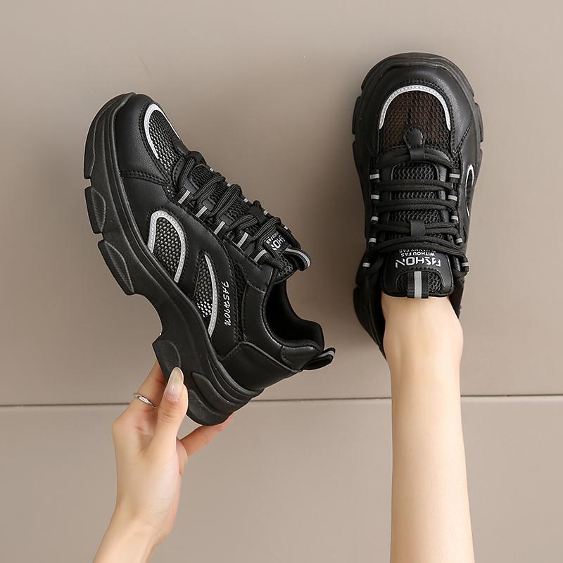 Fashion CRLAYDK Women's Chunky Sneakers Summer Mesh Walking Shoes Fashion Casual Sports Platform Ladies Lace Up Anti Slip Tennis