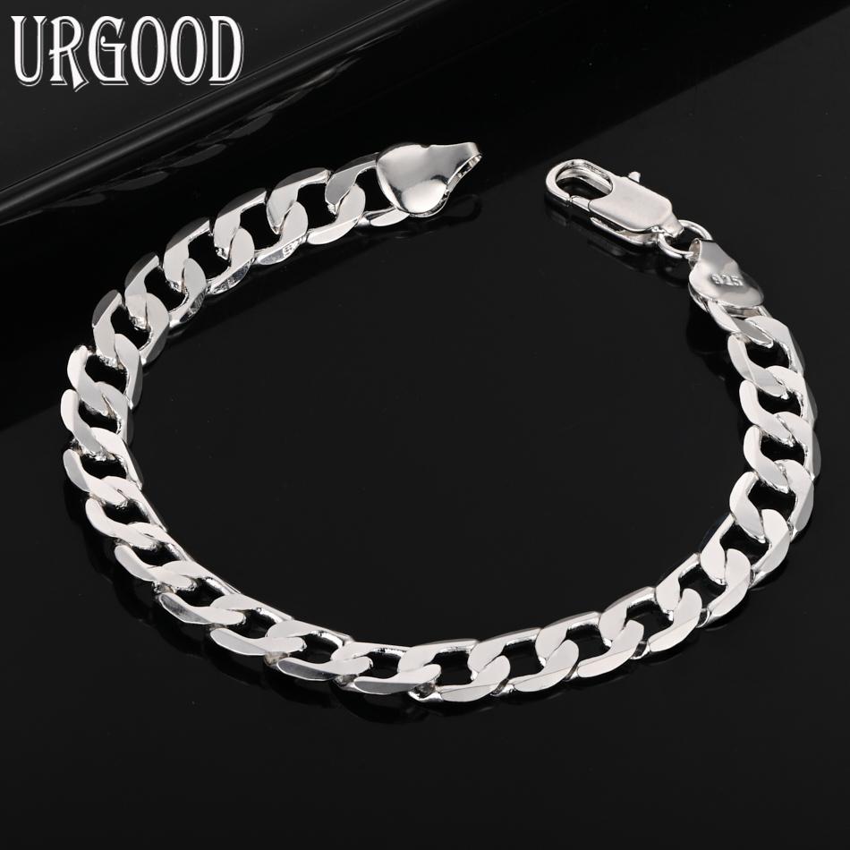 925 Sterling Silver 8mm Sideways Bracelet Wedding Jewelry