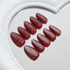 Cherry Red Cat‑Eye Minimalist Solid Color Elegant Western‑Style Removable Press‑On Nails, 30Pcs