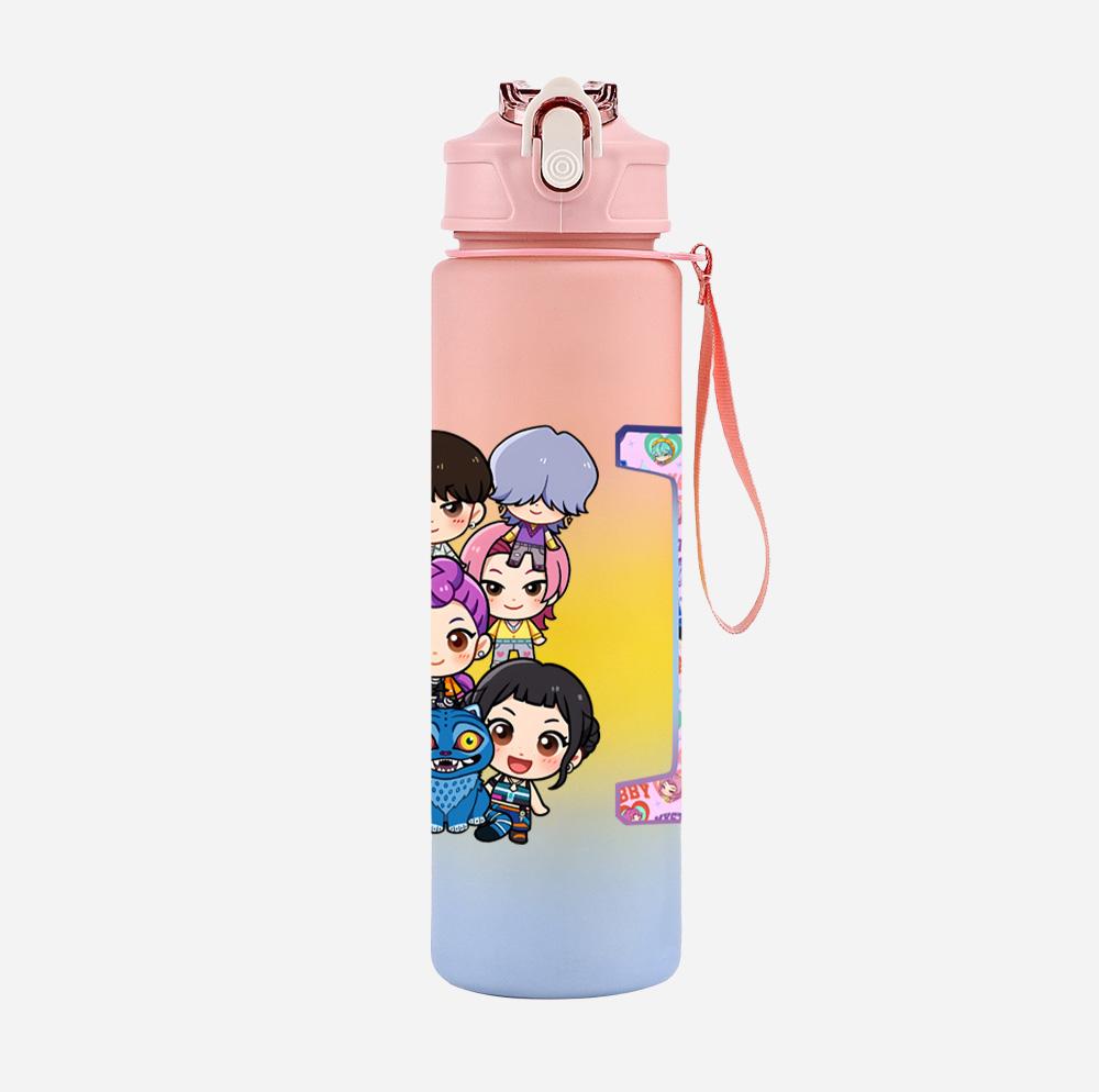 26 English Letter K-Pop Demon Hunters Printed 750Ml Water Bottle Large Capacity Drinking Cup Portable Children Outdoor Sports Water Cup