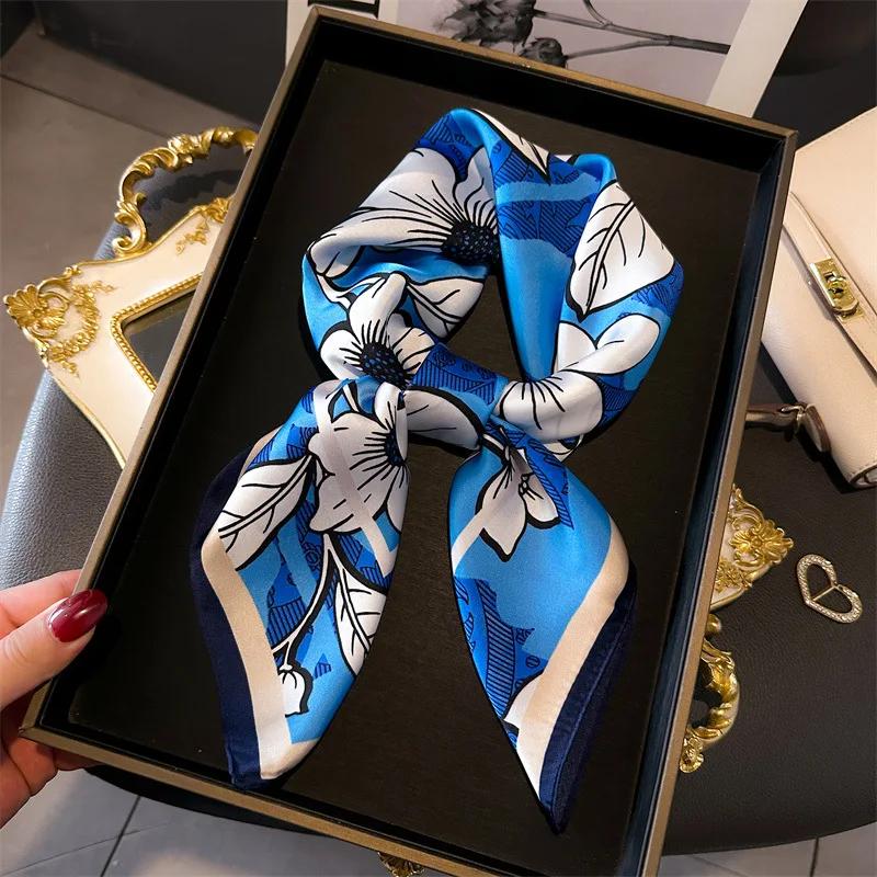 Fashion Scarves For Women Shawl Print Silk Satin Hijab Scarf Female Bandana 70*70Cm Luxury  Square Shawls Scarfs For Ladies