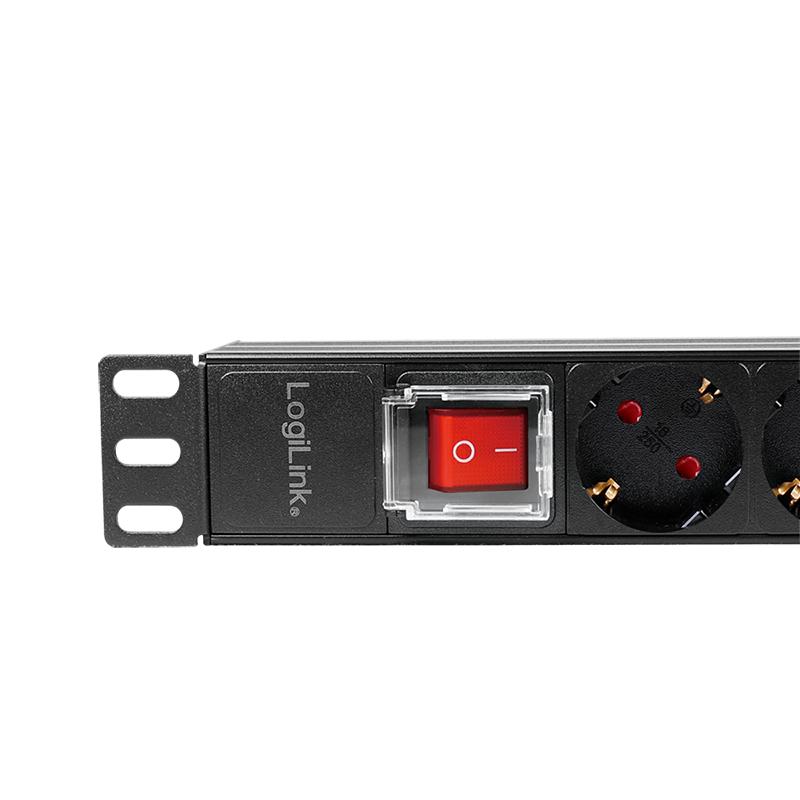 LogiLink 19" Power Strip 8-Socket PDU Rack 1U with CEE 7/3 Switch