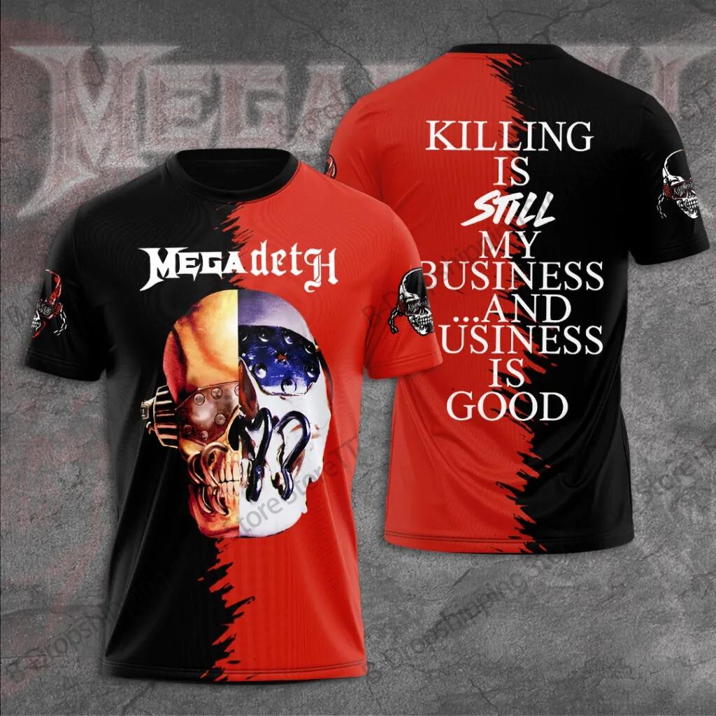 Rock band Megadeth 3D printed T-shirt men's fashion short sleeved top punk hip-hop Harajuku round neck clothing