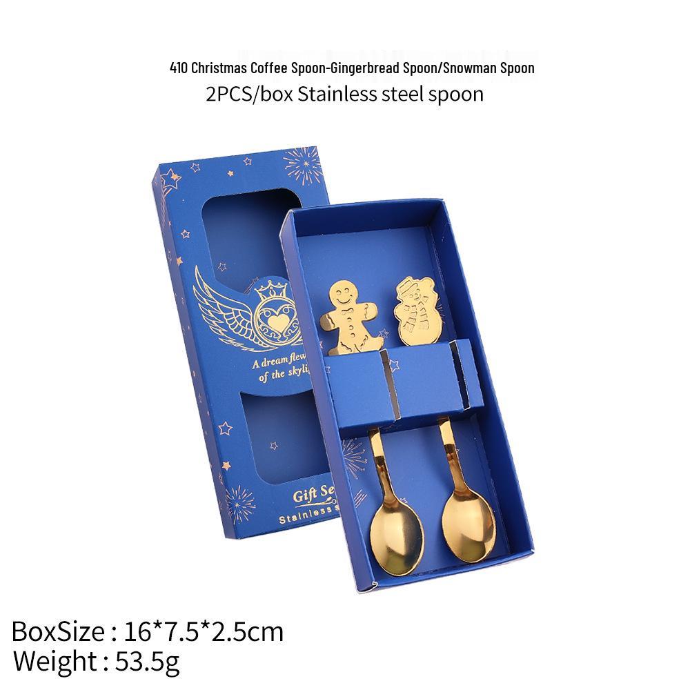 Stainless Steel Christmas Cartoon Coffee & Dessert Stirring Spoon: Snowman & Star Design