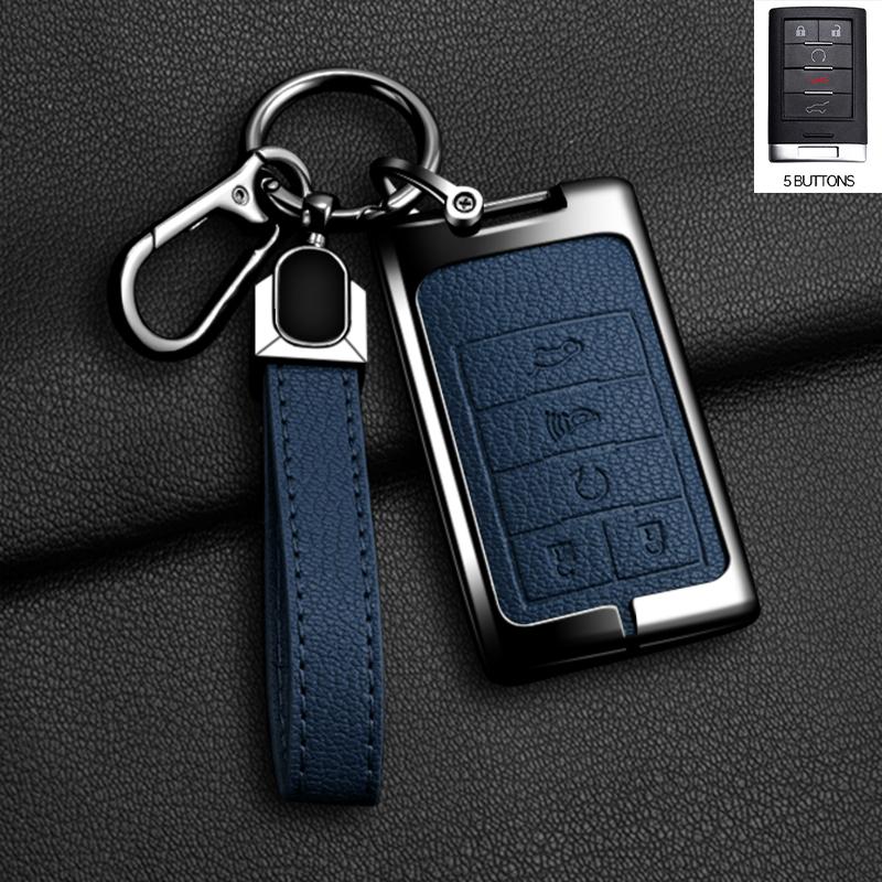 Zinklegierung Leder Autoschlüsselhülle Schlüsselanhänger Abdeckung für Chevrolet C7 Corvette Cadillac DTS SLS SRX XLS STS Escalade CTS ATS 28T CTSV XTS