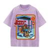 2026 Vintage Satan Is Waitin Bus Stop Graphic Washed T Shirt Men Women Retro Cartoon Oversized Short Sleeve Casual Streetwear Fa