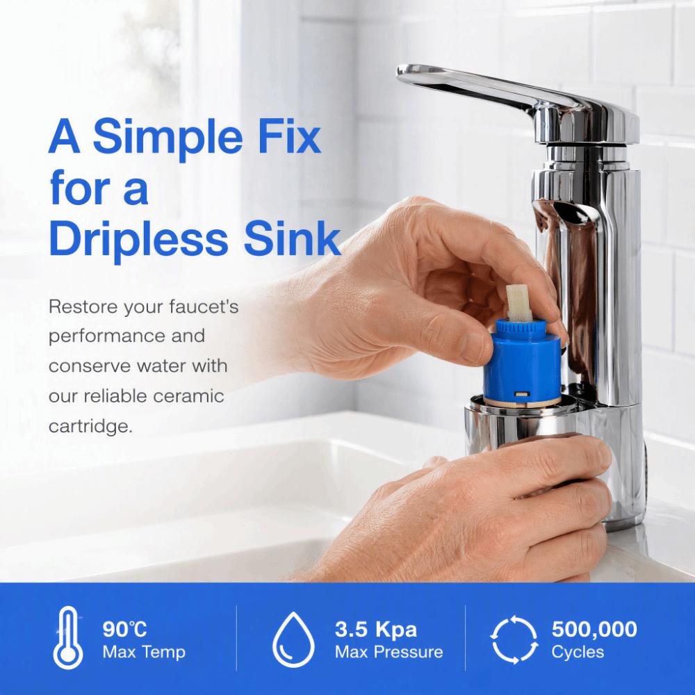40mm Size Ceramic Cartridge 3 Holes Ceramic Disc Cartridge Faucet Valve Single Handle Faucet