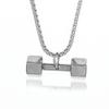 Coole Titanstahl Kurzhantel Anhänger Halskette Langhantel Fitness Anhänger für Männer und Frauen Freizeit Sport Punk Schmuck