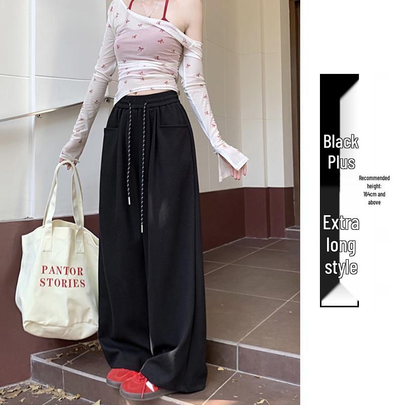 Women's Wide Leg High Waist Drapey Trousers - Spring/Autumn 2025, Loose Slimming Floor-Length Casual Pants.