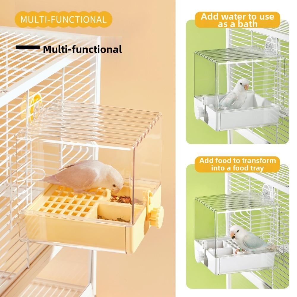 2 In 1 Bird Hanging Bathtub Drawer Design Parrot Shower Box New Food Holder Box Cage Use