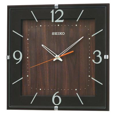 Clock Wall Clock Natural Radio Analog Square Shape Dark Brown KX398B