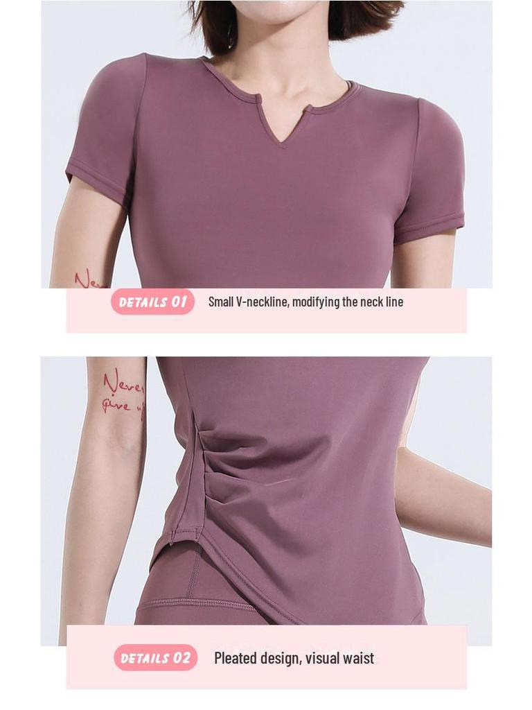 2025 İlkbahar/Yaz Hızlı Kuruyan Spor Yoga Seti – Dar Kesim, Kısa Kollu Fitness Giyim