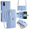 For OnePlus Nord CE5 5G/Ace 5 Racing 5G Leather Case Zipper Pocket Wallet Phone Cover with 2 Straps