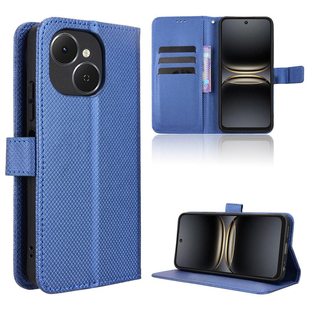 For TECNO Spark 40C Leather Wallet Case with Strap Diamond Texture Phone Cover