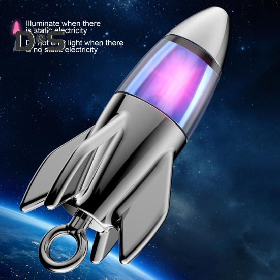 Car Static Eliminator Discharger Keychain Pendant Novel Rocket Design Wear-Resistant Portable Anti-Static Device for Car Metal Handles