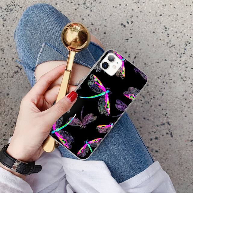 YNDFCNB Dragonfly Custom Soft Phone Case for Iphone 13 X XS MAX 6 6s 7 7plus 8 8Plus 5 5S SE 2020 XR 11 11pro Max