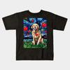 Boys Girls Soft Cotton Graphic Tees Golden Retriever Night With Hearts Breathable Daily School Wear Kids T-Shirts