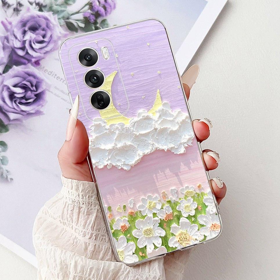 For Cover Oppo Reno12 Pro CPH2629 / Reno 12 5G CPH2625 Phone Case Colorful Flower Butterfly Lxuru Women Fashion Soft Siliocne